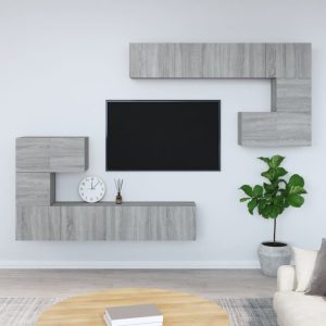 væghængt tv-bord 37x37x72 cm konstrueret træ grå sonoma-eg