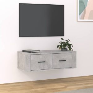 væghængt tv-bord 80x36x25 cm konstrueret træ betongrå