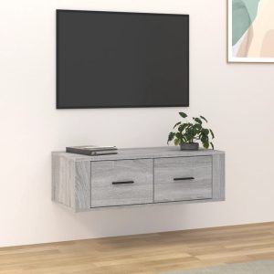 væghængt tv-bord 80x36x25 cm konstrueret træ grå sonoma-eg
