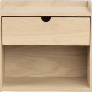Sengebord Rowico Hillmond væghængt hvidkalket egefiner med push-open skuffe 36x40x27 cm