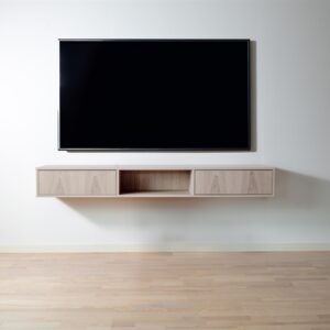 Klim Furniture - Væghængt TV - bord - Eg hvidolie 175 cm x 22 cm x 33 cm | Møbelsalg.dk