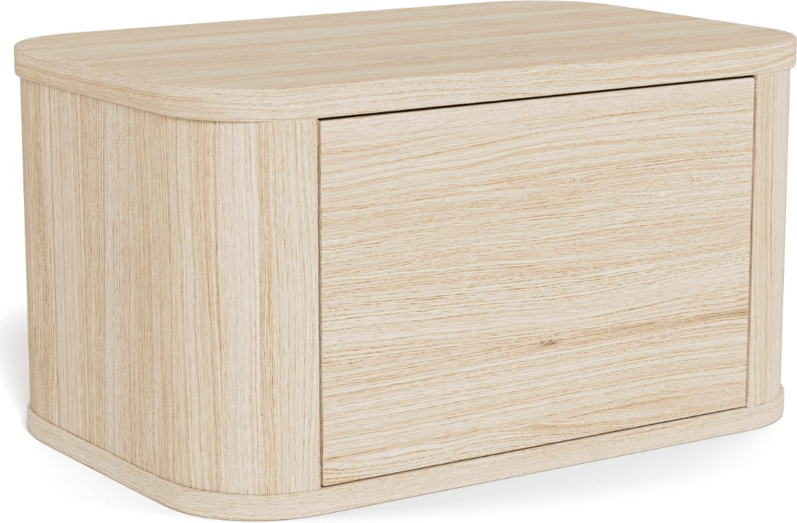 Natbord Signature Arloft sengebord væghængt, hvidpigmenteret eg melamin MDF, kompakt H25xB46xD30 cm, skuffe push-to-open
