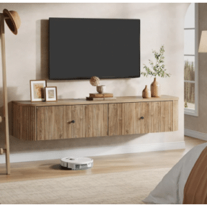 Væghængt tvbord i MDF H30 x B140 x D30 cm - Naturbrun